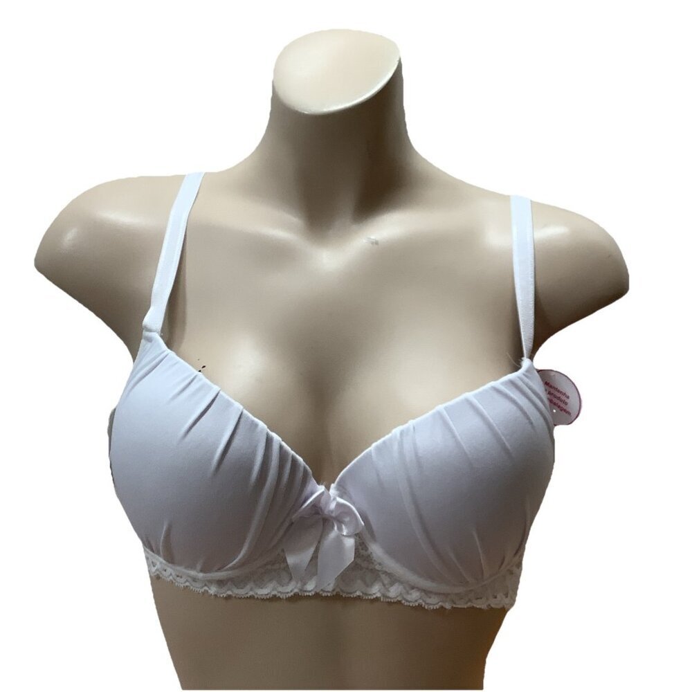 Massam Size Large White Lace Trim Underwire Bra Made in Brazil New with Tag